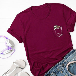 Plus Size S-5XL New Lovely Sloth Letter Print T Shirt Women 100% Cotton O Neck Short Sleeve Summer T-Shirt Tops Casual T Shirts