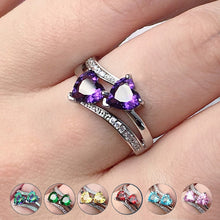 Load image into Gallery viewer, Stylish Female Rings Silver-plated Double Heart-Shaped