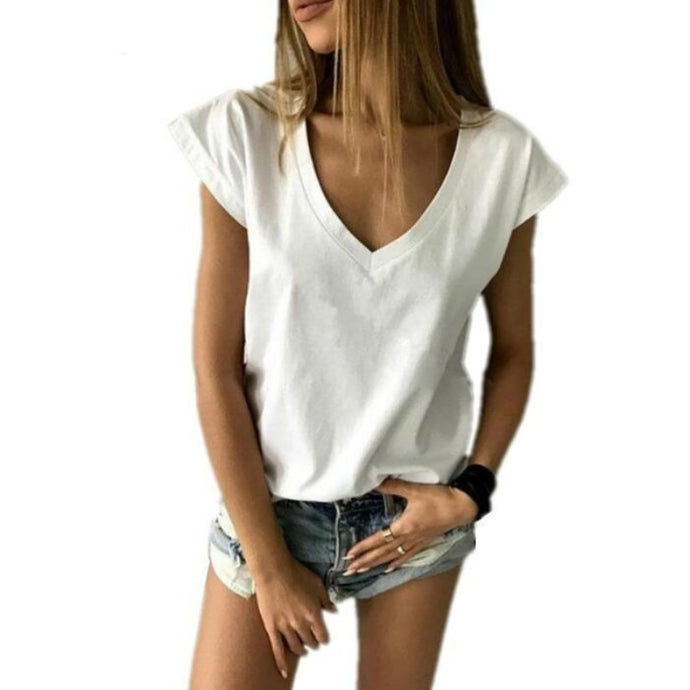 2018 Summer T Shirt Women Short Sleeve V Neck Loose Casual Sexy Women T Shirt Camisetas Feminina Lady Tops