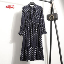 Load image into Gallery viewer, 29 Colors Beautiful Fashion Spring Autumn Women Long Sleeve Dress Retro Collar Casual Slim Dresses Floral Printing Chiffon Sexy