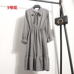 29 Colors Beautiful Fashion Spring Autumn Women Long Sleeve Dress Retro Collar Casual Slim Dresses Floral Printing Chiffon Sexy