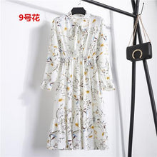 Load image into Gallery viewer, 29 Colors Beautiful Fashion Spring Autumn Women Long Sleeve Dress Retro Collar Casual Slim Dresses Floral Printing Chiffon Sexy