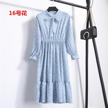 Load image into Gallery viewer, 29 Colors Beautiful Fashion Spring Autumn Women Long Sleeve Dress Retro Collar Casual Slim Dresses Floral Printing Chiffon Sexy