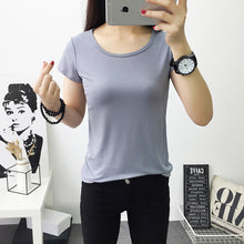 Load image into Gallery viewer, 2019 spring summer O-neck  women shirts T-shirts women tops &amp; tees basic shirt women t shirt cotton solid color purple