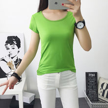 Load image into Gallery viewer, 2019 spring summer O-neck  women shirts T-shirts women tops &amp; tees basic shirt women t shirt cotton solid color purple