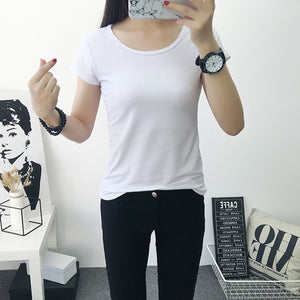 2019 spring summer O-neck  women shirts T-shirts women tops & tees basic shirt women t shirt cotton solid color purple