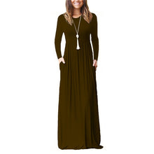 Load image into Gallery viewer, Autumn 2019 New Solid Color Long Sleeve Women Long Dresses O-Neck Casual  Slim Party Maxi Dress Female Streetwear Robe Dress