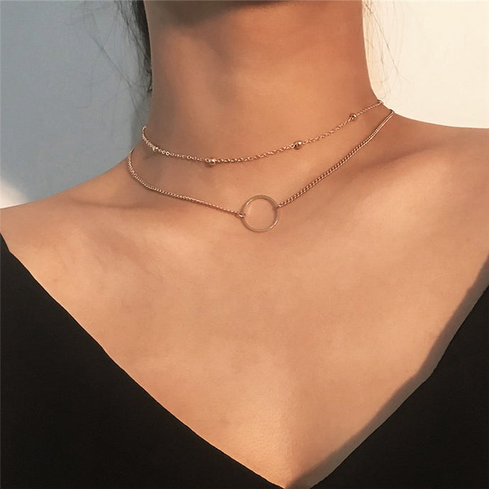 2019 Choker Necklace for Women gold Silver bead Chain Smalll round Necklace Pendant on neck Bohemian Chocker Necklace Jewelry