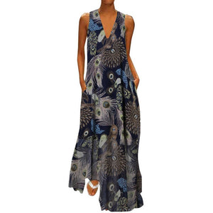 2019 Summer Sundress ZANZEA Plus Size Women Long Maxi Vestidos Bohemian Sleeveless Sarafans Dresses Elegant Printed Robe Femme