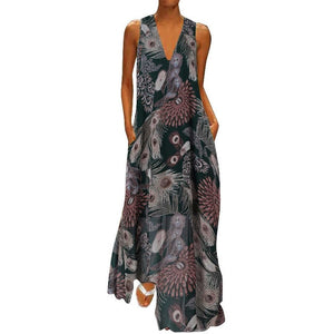 2019 Summer Sundress ZANZEA Plus Size Women Long Maxi Vestidos Bohemian Sleeveless Sarafans Dresses Elegant Printed Robe Femme