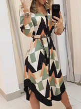 Load image into Gallery viewer, 2019 Summer Women Elegant Vacation Stylish Leisure Dress Female Slimming Colorblocked Geo Print Asymmetrical Casual Dress