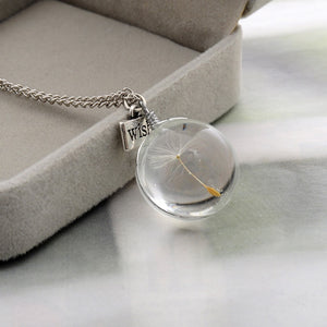 Handmade custom Natural dandelion round crystal Pendants Necklaces Drying treatment Permanent preservation Jewelry friend Gifts