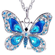 Load image into Gallery viewer, Butterfly Necklace Butterfly jewelry Autumn accessories popular hip enamel crystal butterfly pendant long necklace chain women