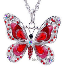 Load image into Gallery viewer, Butterfly Necklace Butterfly jewelry Autumn accessories popular hip enamel crystal butterfly pendant long necklace chain women