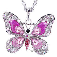 Load image into Gallery viewer, Butterfly Necklace Butterfly jewelry Autumn accessories popular hip enamel crystal butterfly pendant long necklace chain women