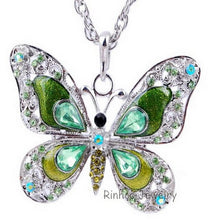 Load image into Gallery viewer, Butterfly Necklace Butterfly jewelry Autumn accessories popular hip enamel crystal butterfly pendant long necklace chain women