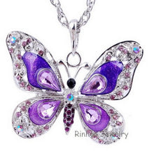 Load image into Gallery viewer, Butterfly Necklace Butterfly jewelry Autumn accessories popular hip enamel crystal butterfly pendant long necklace chain women