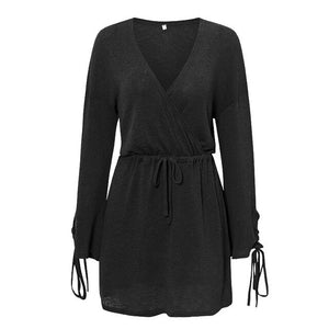 NLW Women Sweater Black Dress 2019 Winter Knitted Plus Size