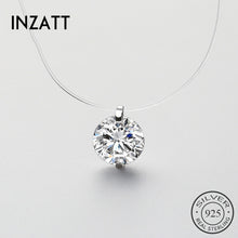 Load image into Gallery viewer, INZATT 925 Sterling Silver Zircon Crystal Pearl Pendant Choker Necklace Transparent Fishing Line 2019 Fashion Jewelry For Women