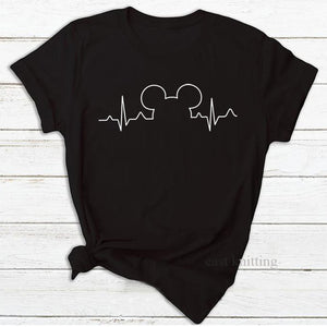 T Shirt Women 2019 Plus Size Harajuku Tops Summer Tops Graphic Tees Women Mickey Mouse Heartbeat Kawaii T-shirt S-XXL