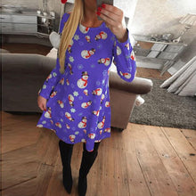 Load image into Gallery viewer, Autumn Winter Christmas Dress New Year Festival Family Party Dress Women Snowflake Print  Long Sleeve Vestidos Plus Size S-5xl