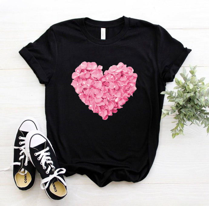 pink heart flower Print Women tshirt Cotton Casual Funny t shirt Gift 90s Lady Yong Girl Drop Ship S-894