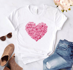 pink heart flower Print Women tshirt Cotton Casual Funny t shirt Gift 90s Lady Yong Girl Drop Ship S-894