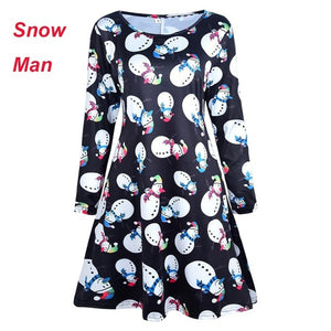 S-5XL Large Size Winter Women Dresses Casual Cute Printed Christmas Dress Casual 2019 Loose Party Short Dress Plus Size Vestidos