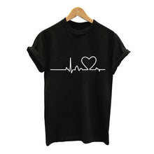 Load image into Gallery viewer, Female O-neck T-Shirts Summer Short Sleeve T Shirt Women Harajuku Love Printed T-shirt Casual Tee Tops Women Heartbeat Clothing