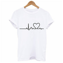 Load image into Gallery viewer, Female O-neck T-Shirts Summer Short Sleeve T Shirt Women Harajuku Love Printed T-shirt Casual Tee Tops Women Heartbeat Clothing