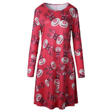 Load image into Gallery viewer, Large Size Women Christmas Dresses Long Sleeve O-neck Cute Printed Short Dress Plus Size Women Clothes Thin Stretch Vestidos 5XL