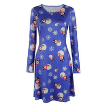 Load image into Gallery viewer, Large Size Women Christmas Dresses Long Sleeve O-neck Cute Printed Short Dress Plus Size Women Clothes Thin Stretch Vestidos 5XL