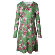 Load image into Gallery viewer, Large Size Women Christmas Dresses Long Sleeve O-neck Cute Printed Short Dress Plus Size Women Clothes Thin Stretch Vestidos 5XL