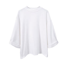 Load image into Gallery viewer, Women 3/4 Sleeves T-shirt Oversize Loose Round Neck Korean WOmen Casual T shirts Autumn Basic Tops  XRQ88