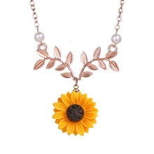 Load image into Gallery viewer, Fashion Women Sweater Chain Sunflower Necklace Open Locket You Are My Sunshine Pendant Necklace Resin Flower Girl Gift Jewelry