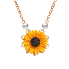 Load image into Gallery viewer, Fashion Women Sweater Chain Sunflower Necklace Open Locket You Are My Sunshine Pendant Necklace Resin Flower Girl Gift Jewelry