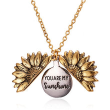 Load image into Gallery viewer, Fashion Women Sweater Chain Sunflower Necklace Open Locket You Are My Sunshine Pendant Necklace Resin Flower Girl Gift Jewelry