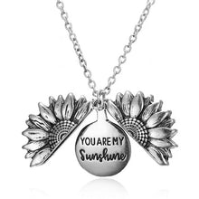 Load image into Gallery viewer, Fashion Women Sweater Chain Sunflower Necklace Open Locket You Are My Sunshine Pendant Necklace Resin Flower Girl Gift Jewelry