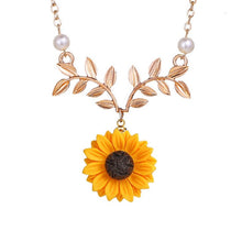 Load image into Gallery viewer, Fashion Women Sweater Chain Sunflower Necklace Open Locket You Are My Sunshine Pendant Necklace Resin Flower Girl Gift Jewelry