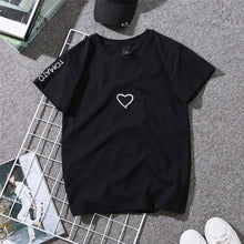 Load image into Gallery viewer, 2019 Summer Couples Lovers T-Shirt for Women Casual White Tops Tshirt Women T Shirt Love Heart Embroidery Print T-Shirt Female