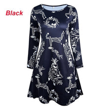 Load image into Gallery viewer, 5XL Plus Size Autumn Women Dresses Cartoon Print Christmas Dress Casual Loose Long Sleeve Ropa Mujer Party Dress Robe Noel Femme