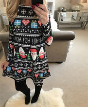 Load image into Gallery viewer, 5XL Plus Size Autumn Women Dresses Cartoon Print Christmas Dress Casual Loose Long Sleeve Ropa Mujer Party Dress Robe Noel Femme