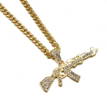 Load image into Gallery viewer, Fashion Punk Hip-Hop Women Men Gun Shape Pendant Crystal Rhinestone Chain Necklace Creative Necklaces Jewelry