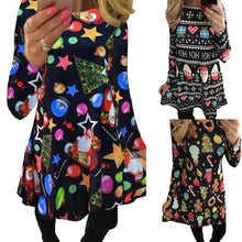 Load image into Gallery viewer, 5XL Big Size New Year Christmas Dress Deer Printed Dresses 2019 Winter Loose Casual Family Party Dresses Women Plus Size Vestido