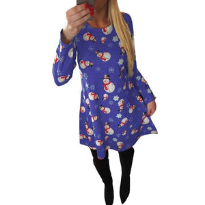 5XL Big Size New Year Christmas Dress Deer Printed Dresses 2019 Winter Loose Casual Family Party Dresses Women Plus Size Vestido