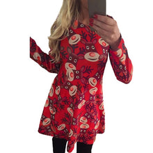 Load image into Gallery viewer, 5XL Big Size New Year Christmas Dress Deer Printed Dresses 2019 Winter Loose Casual Family Party Dresses Women Plus Size Vestido