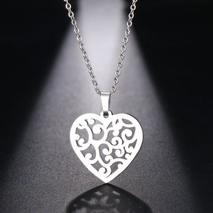 DOTIFI Stainless Steel Necklace For Women Man Floral Heart Choker Pendant Original Necklace Engagement Jewelry