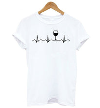 Load image into Gallery viewer, Wine Heartbeat Women tshirt Casual Funny t shirt Lady Yong Girl Short Sleeve Top Tee Female Clothes