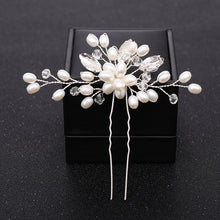 Load image into Gallery viewer, New Rose Gold Flower Crystal Pearl Wedding Hair Pins for Women