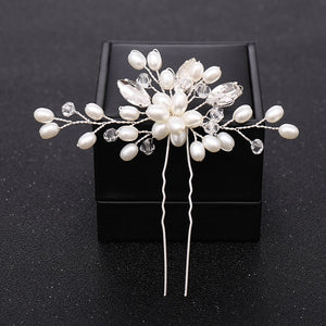 New Rose Gold Flower Crystal Pearl Wedding Hair Pins for Women